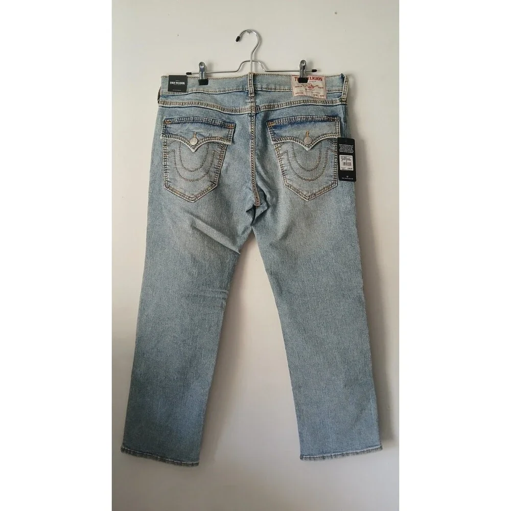 NEW TRUE RELIGION Size 34 Men's Jeans  Light Wash RICKY Relaxed Straight $199